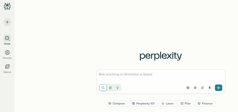 Perplexity AI dashboard interface for travel blog SEO research and keyword discovery