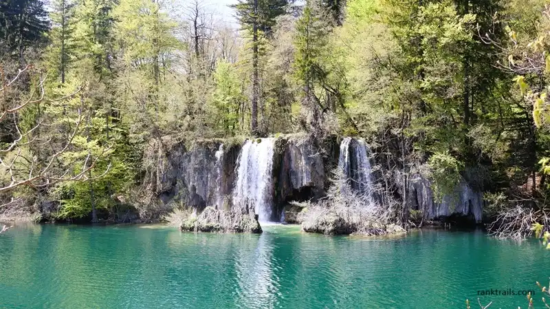Travel destination often featured in informational travel searches: waterfall in Plitvice Lakes National Park